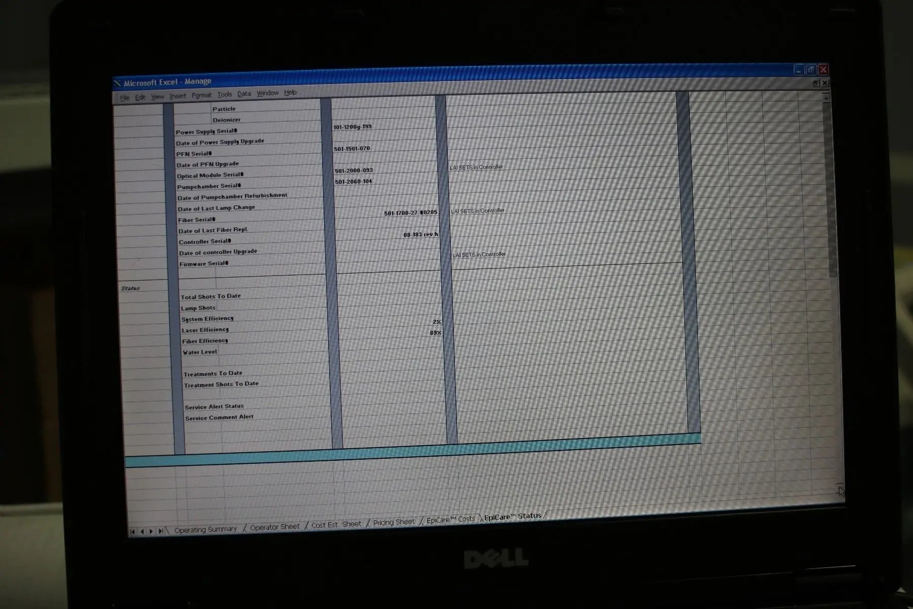 2006 Light Age EpiCare LP Alexandrite 755nm Laser Hair Removal System 501-LP