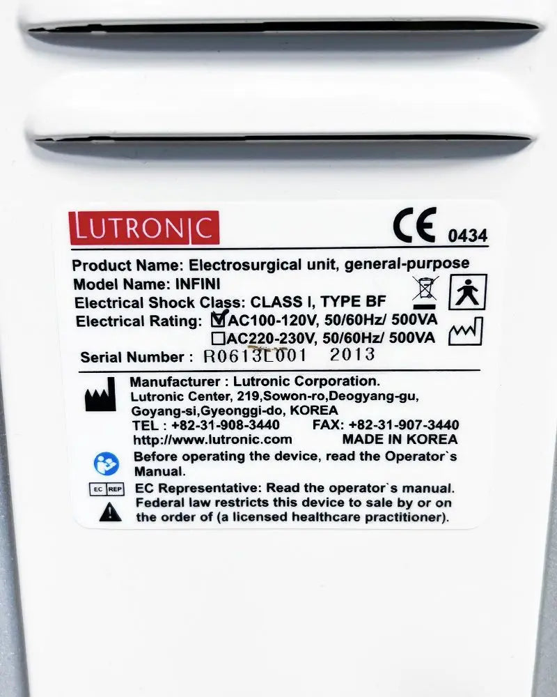 2013 Lutronic INFINI MRF Electrosurgical Skin Rejuvenation Microneedling System