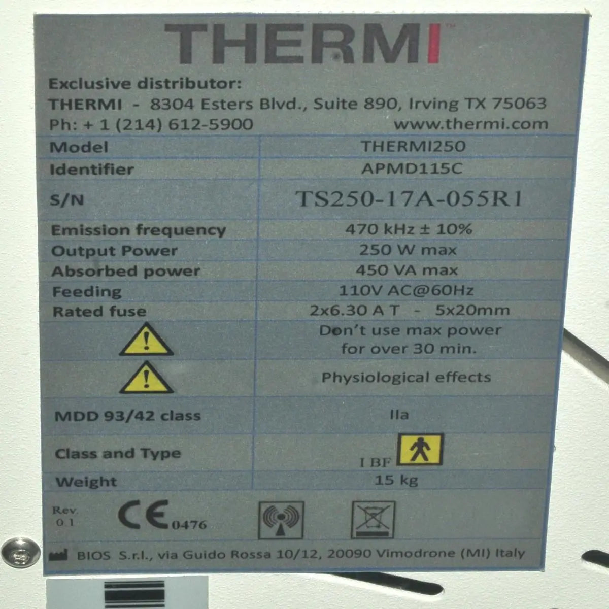 2017 ThermiAesthetics Thermi250 RF Cellulite Reduction Skin Tightening Face Body