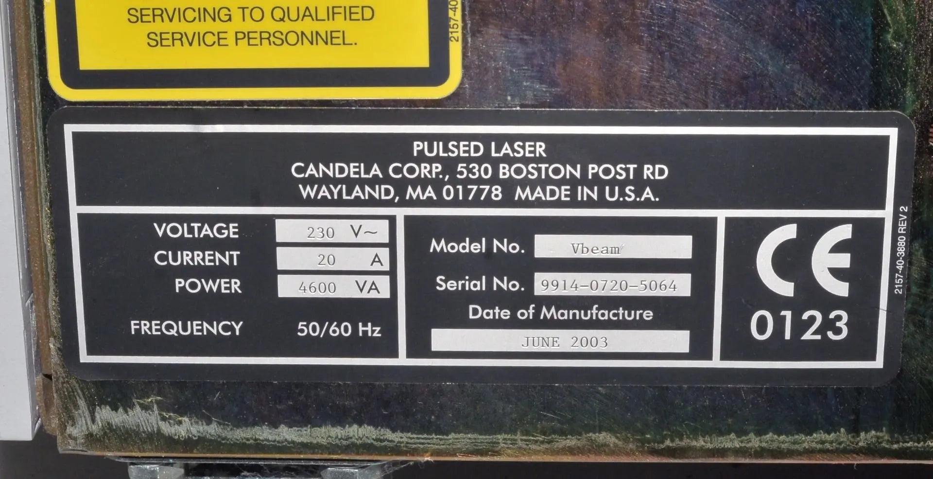 2003 Candela VBeam Laser Lesions Vascular Wrinkles PDL Pulsed Dye V Beam System