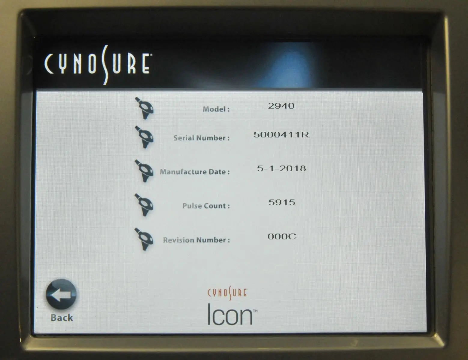 Palomar ICON Laser 2940 Handpiece Skin Resurfacing Wrinkles Pigmented Lesions