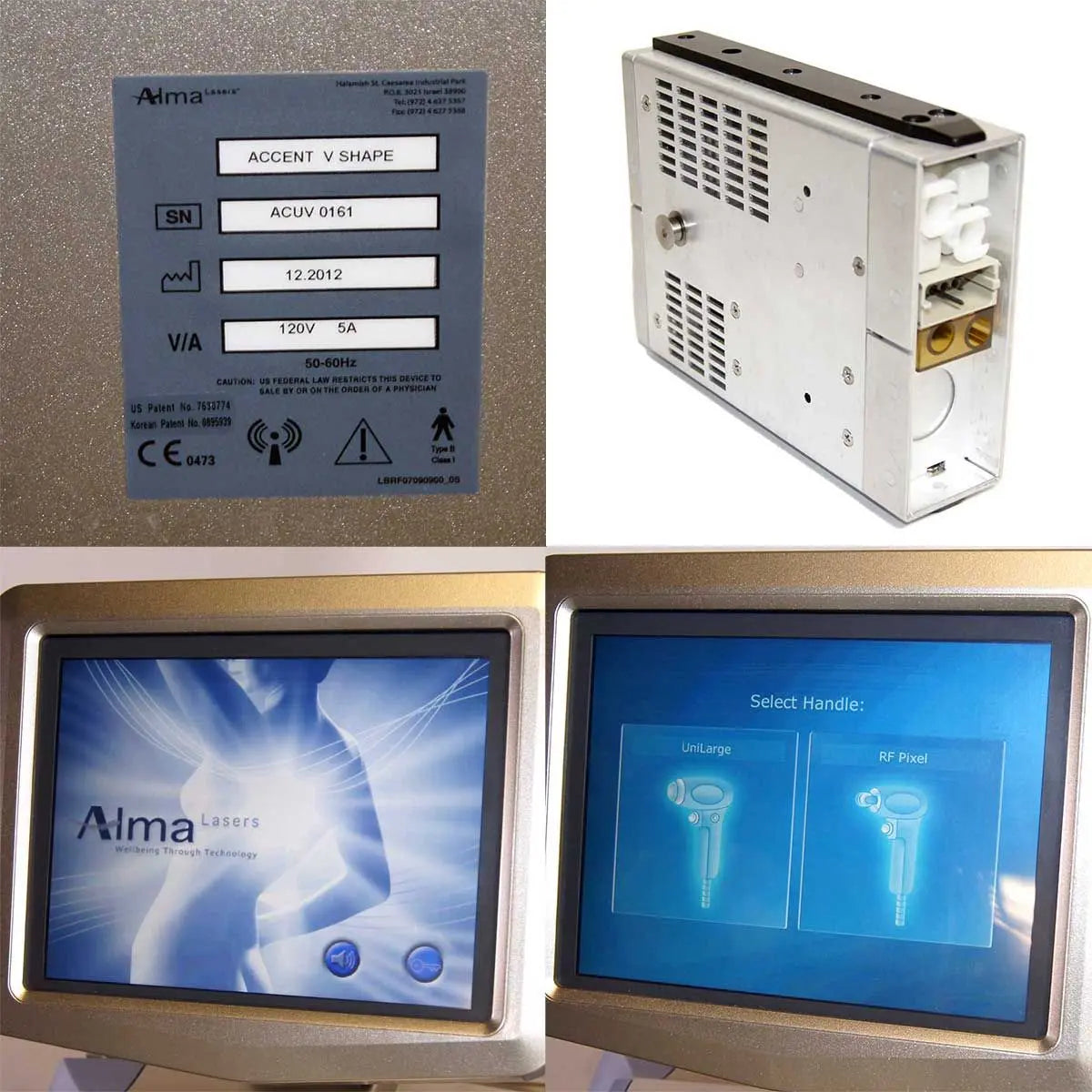 2012 Alma Accent V Shape System Body Contouring Acne Scar Wrinkle RF Pixel Uni