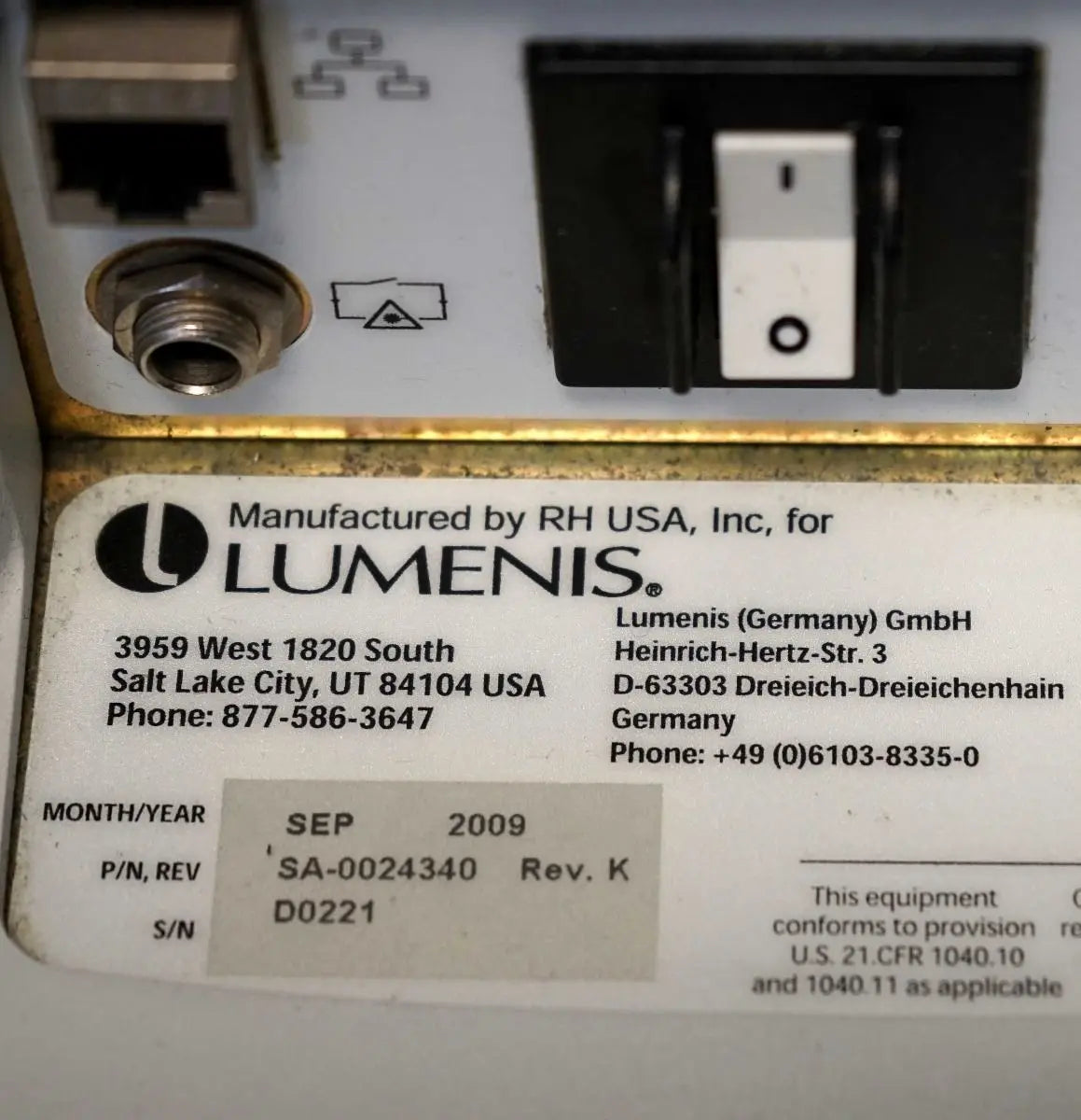 2009 Lumenis LightSheer Duet Laser ET HS 9x9mm 22x35mm Hair Removal Light Sheer Lumenis