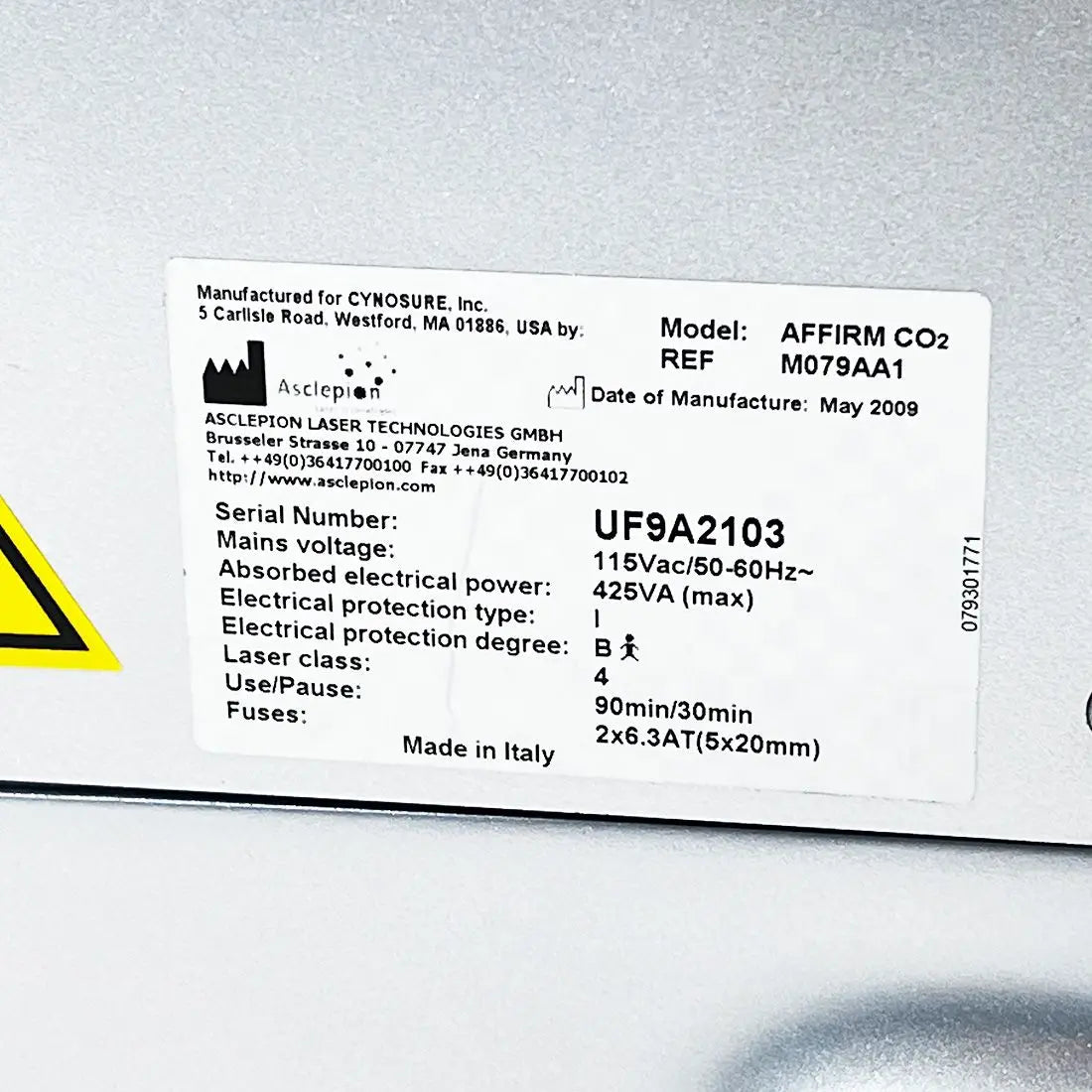 2009 Cynosure 30 Watt Affirm CO2 Laser Fractional Skin Rejuvenation Tightening Cynosure