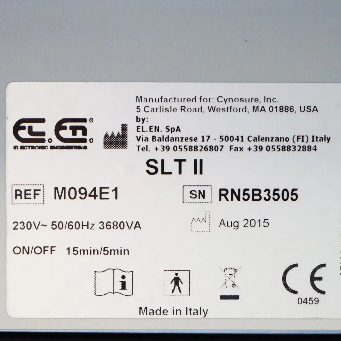 2015 Cynosure Cellulaze SLT II M094E1 Laser System 220V Workstation Unused Cynosure