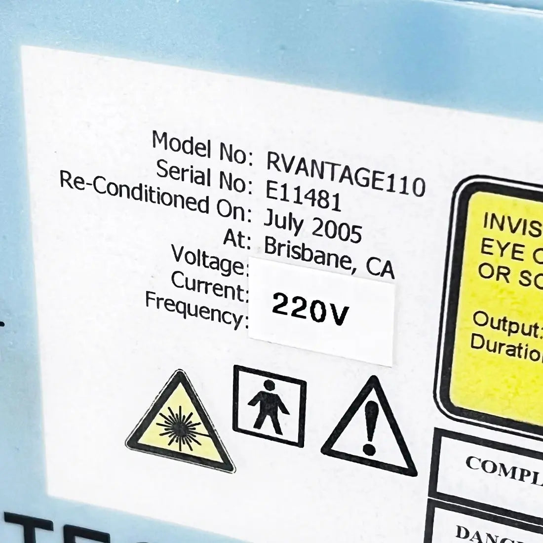 2005 Cutera Altus CoolGlide RVantage 110 Vantage Nd YAG 1064 Hair Removal Laser