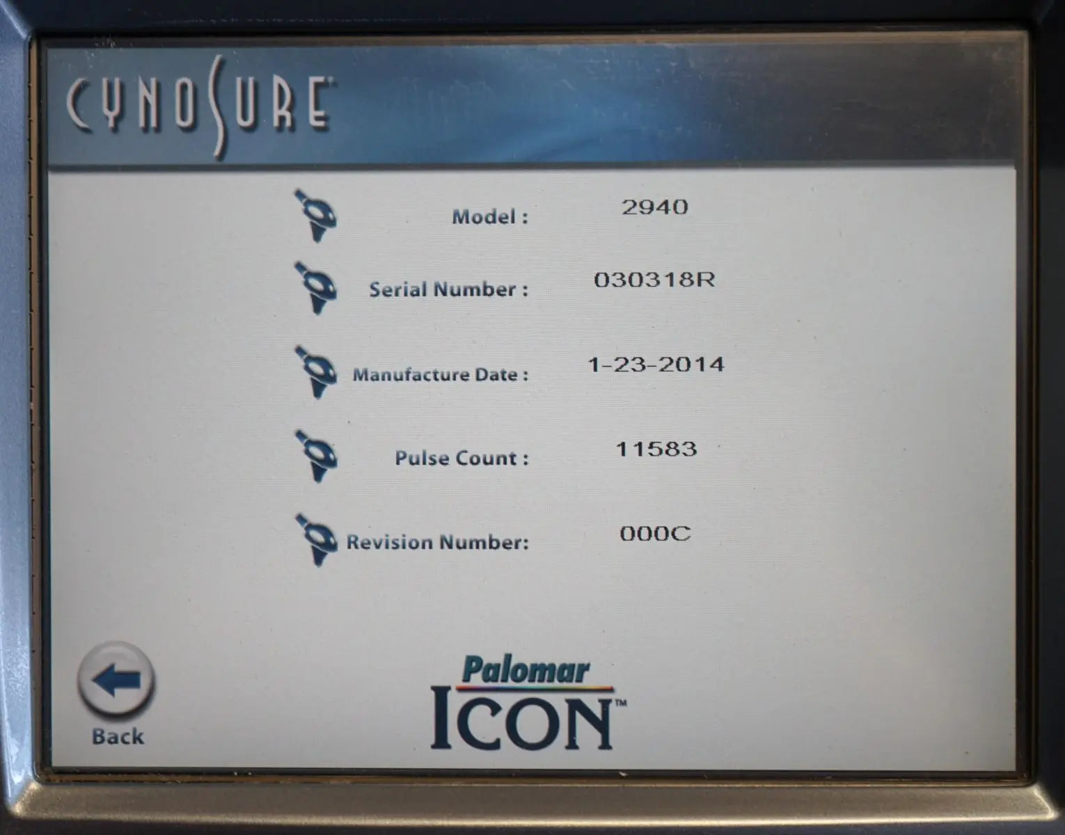 2014 Palomar ICON Laser 2940 Handpiece Skin Resurface Wrinkles Pigmented Lesions