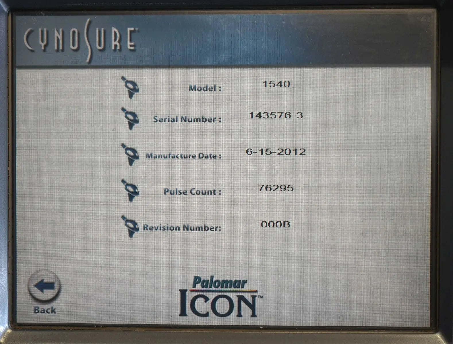 2012 Palomar ICON 1540 Fractional Handpiece Skin Resurfacing Scars Wrinkles