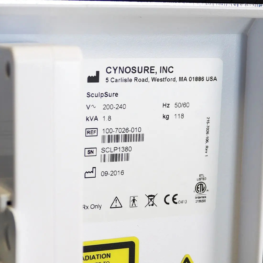 2016 Cynosure SculpSure Diode Laser Non-Invasive Body Sculpting Contour System