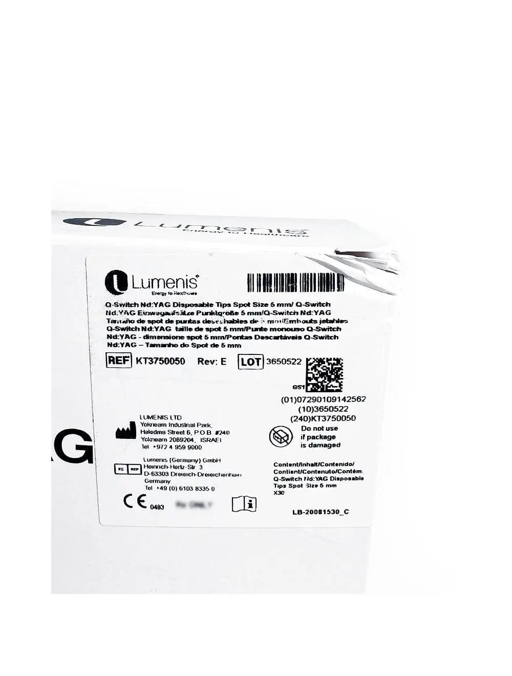 Lumenis M22 Q-Switched Nd YAG QS YAG Laser Handpiece 5mm Tips KT3750050 x25 Pcs