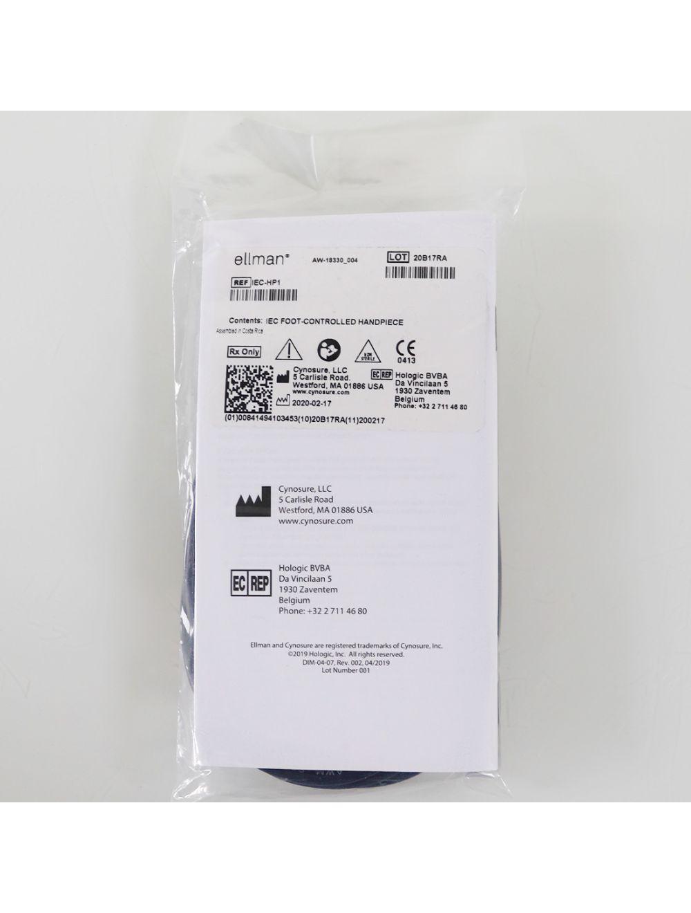 Cynosure Ellman RF Reusable IEC Foot Controlled Handpiece 1/16 3/32 IEC-HP1