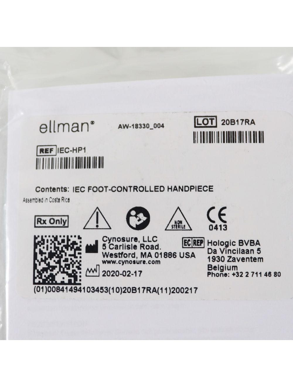 Cynosure Ellman RF Reusable IEC Foot Controlled Handpiece 1/16 3/32 IEC-HP1