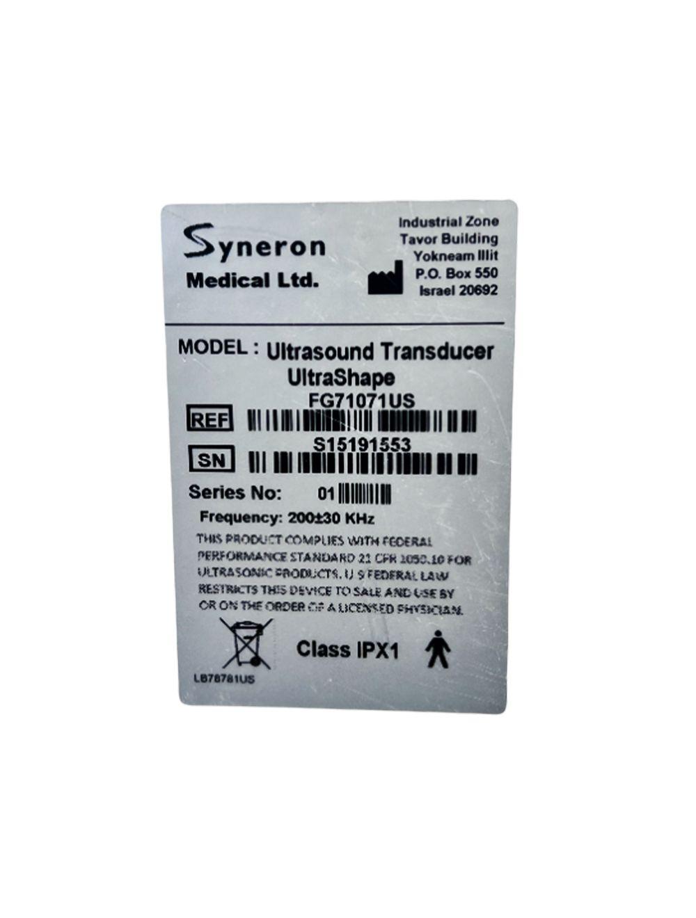 Syneron Candela UltraShape U-Sculpt Ultrasonic Transducer Handpiece Applicator