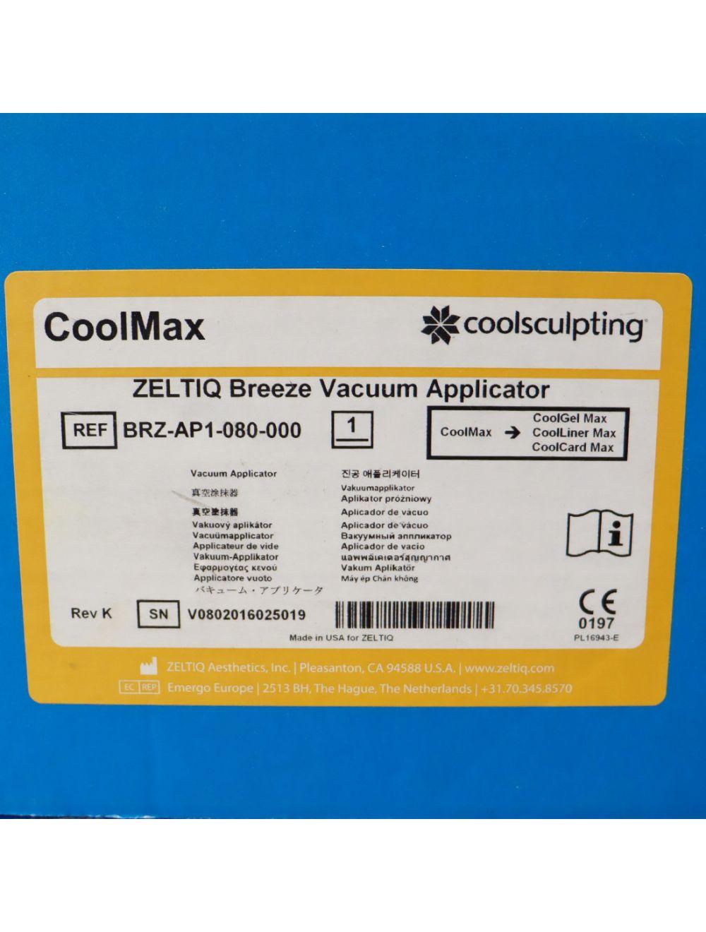 Zeltiq Breeze Vacuum CoolMax Coolsculpting Applicator BRZ-AP1-080-000