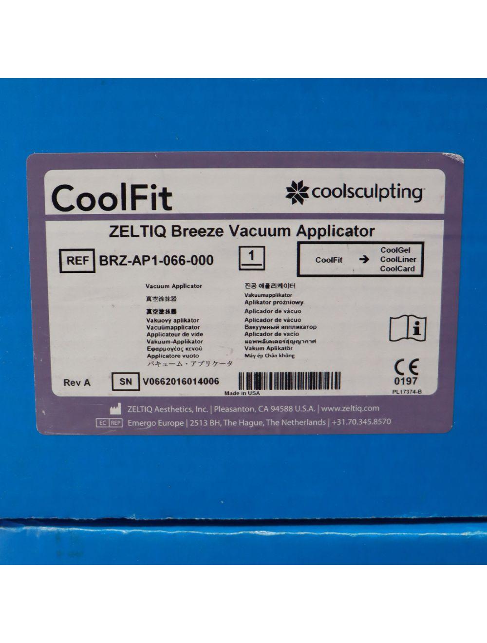 2016 Zeltiq CoolFit Breeze Vacuum Applicator Handpiece BRZ-AP1-066-000