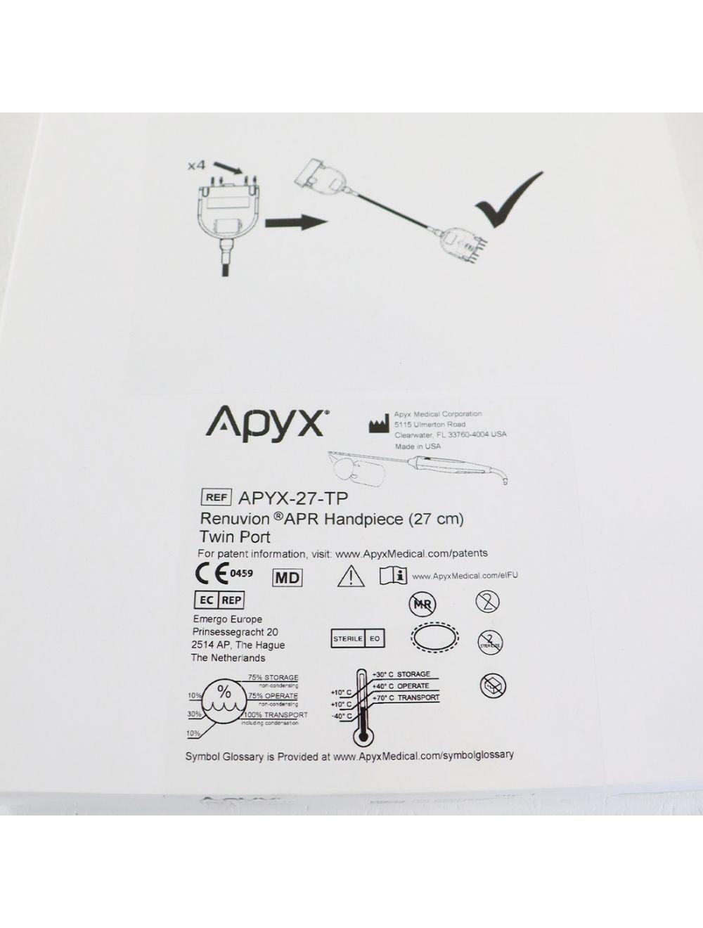 Renuvion APR Twin Port 15mm Handpiece Electrosurgical RF Generator APYX-15-TP