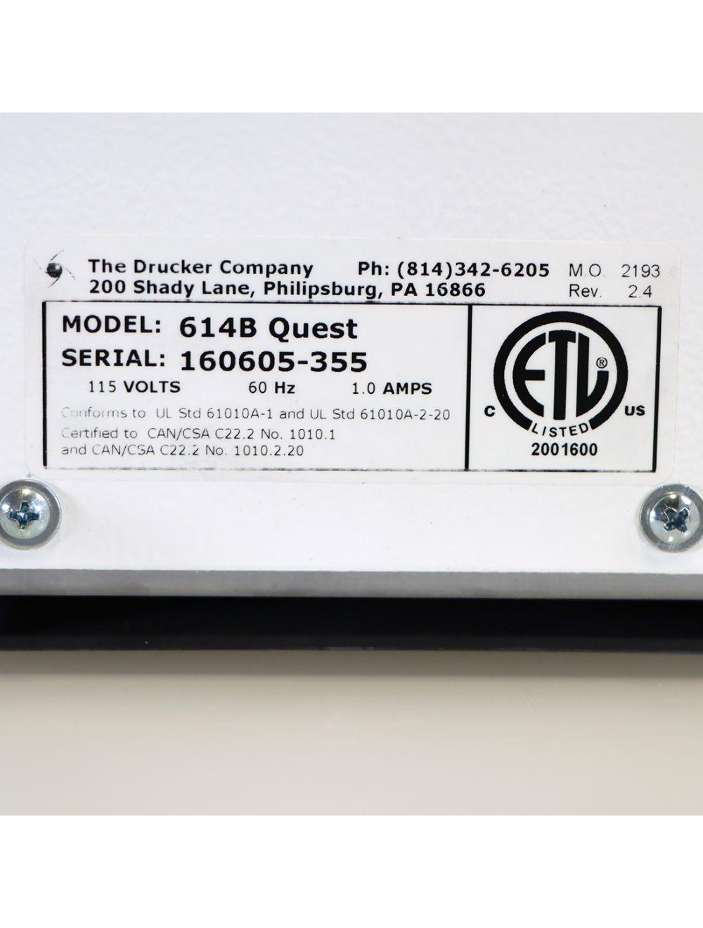 2016 Drucker Diagnostics Quest 614B Laboratory Centrifuge Single Speed 3000-RPM