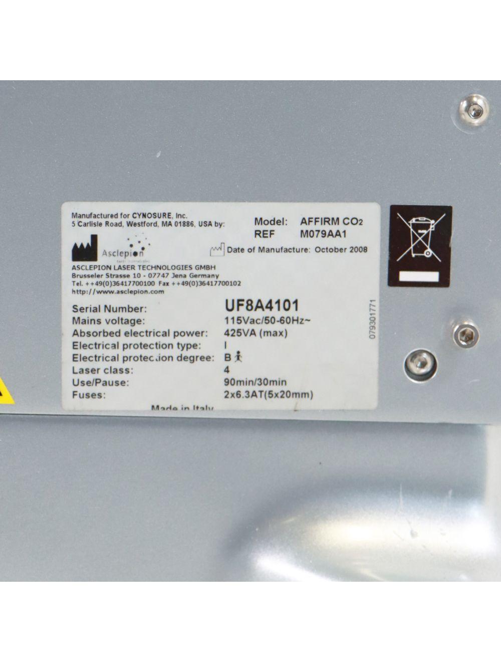 2008 Cynosure Affirm CO2 Smart Skin Laser Skin Rejuvenation Tightening