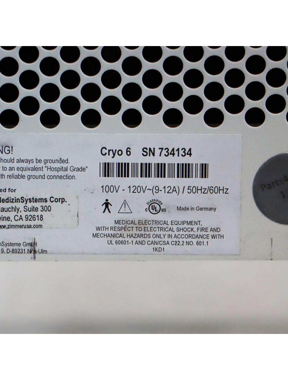 Zimmer Cynosure Cryo 6 Patient Epidermal Cold Air Chiller Device System