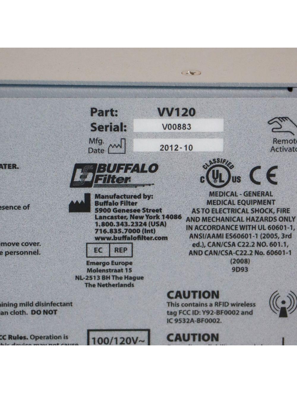 2012 Conmed ViroVac VV120 Surgical Smoke Evacuator ViroSafe Filter Buffalo Filter
