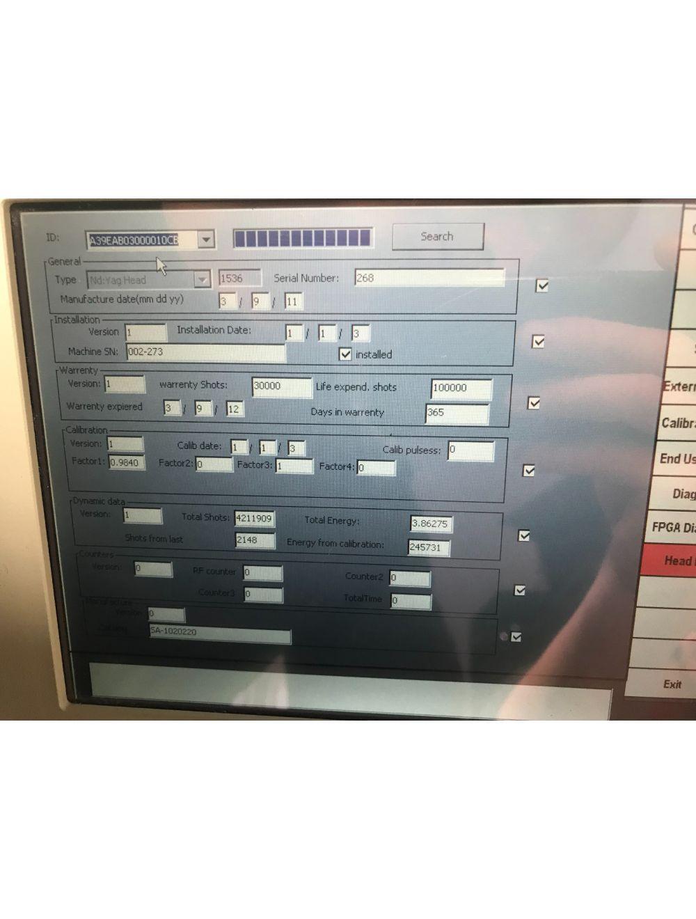 2011 Lumenis M22 Multi-Spot NdYAG 1064 nm YAG Laser Handpiece 4,211,909 SHOTS