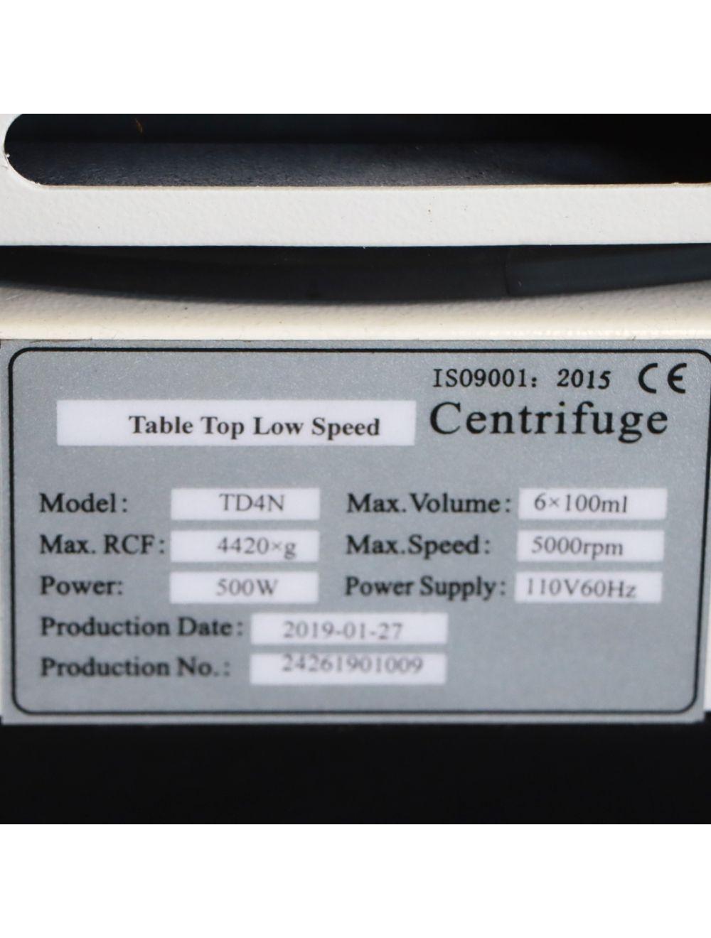 2019 Yingtai Instrument TD4N Table Top Centrifuge 5000rpm 4-Vile Swing Rotator