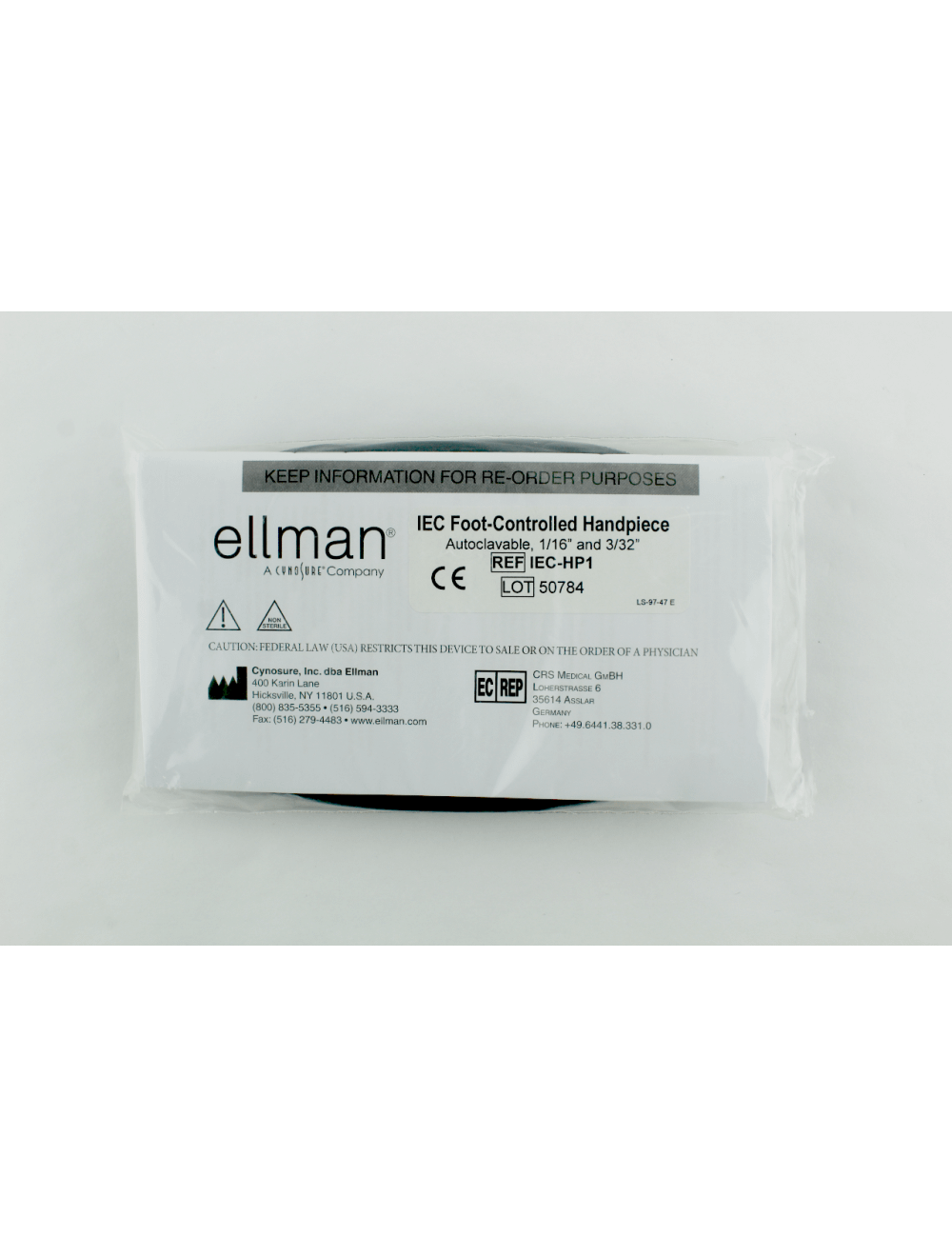 ELLMAN IEC FOOT-CONTROLLED HANDPIECE - AUTOCLAVABLE, 1/16"