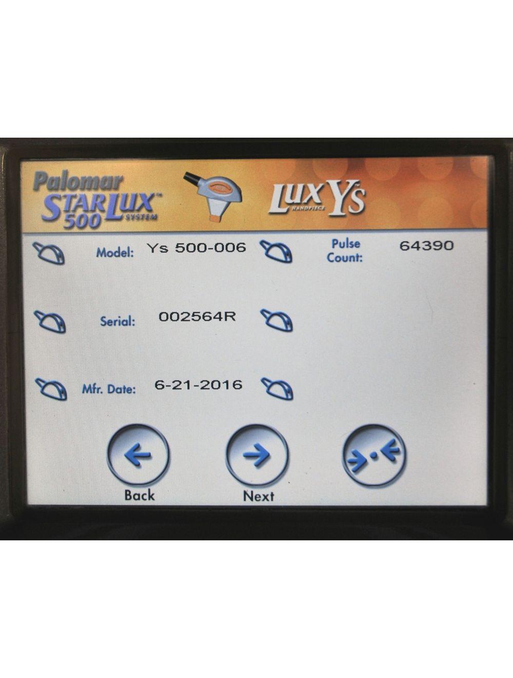 Palomar Starlux 500 Lux YS IPL Hair Removal Handpiece 5520-YS06R LuxYS 2016