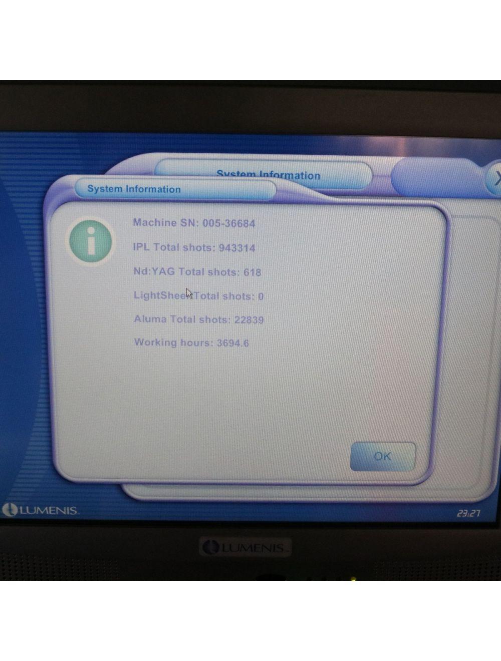 2005 Lumenis 1 Lume One Nd:YAG Universal IPL RF Hair Removal Laser System