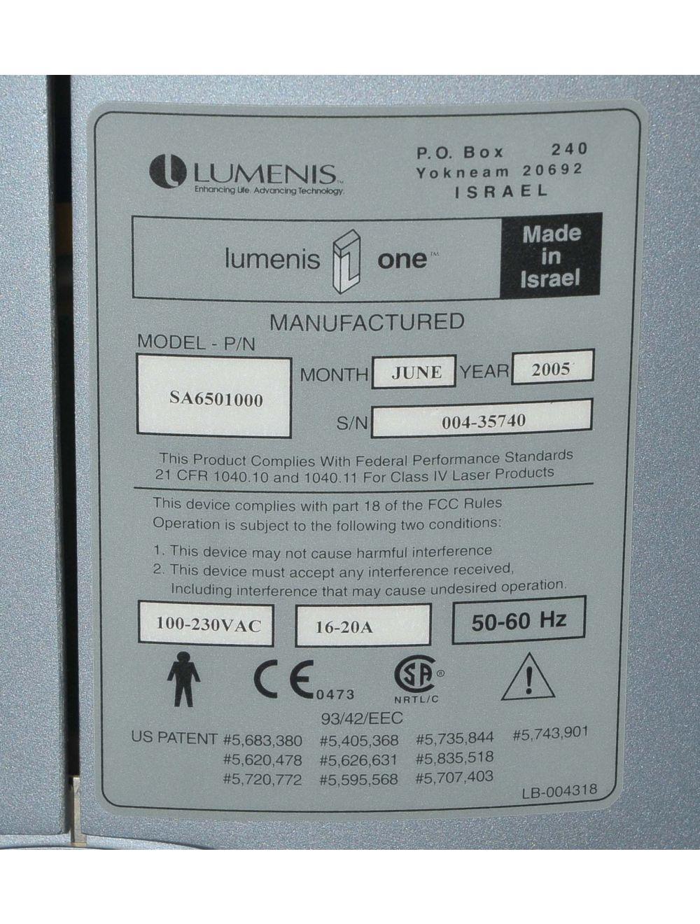 2005 Lumenis Lume1 IPL LumeOne Lume One Hair Removal Skin Veins w/IPL Handpiece