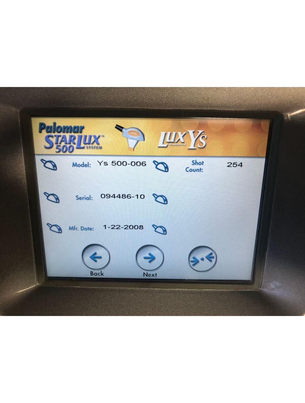 2008 Palomar Starlux 500 Lux Ys IPL Hair Removal Pigment Handpiece LOW SHOTS