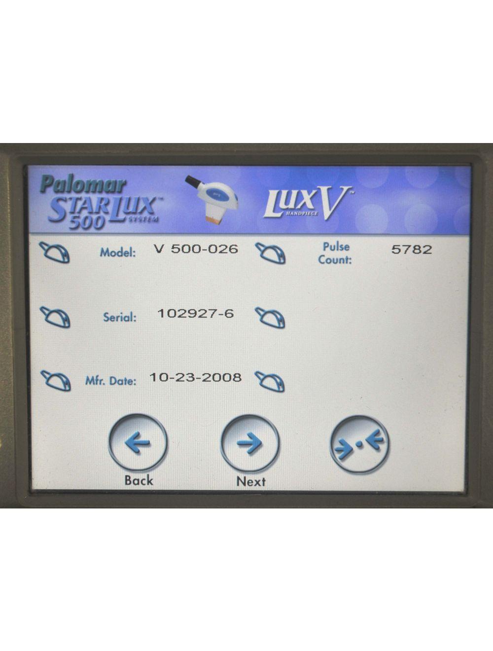 2008 Palomar StarLux 500 LuxV HandPiece Cynosure IPL Laser Lux V LOW PULSE