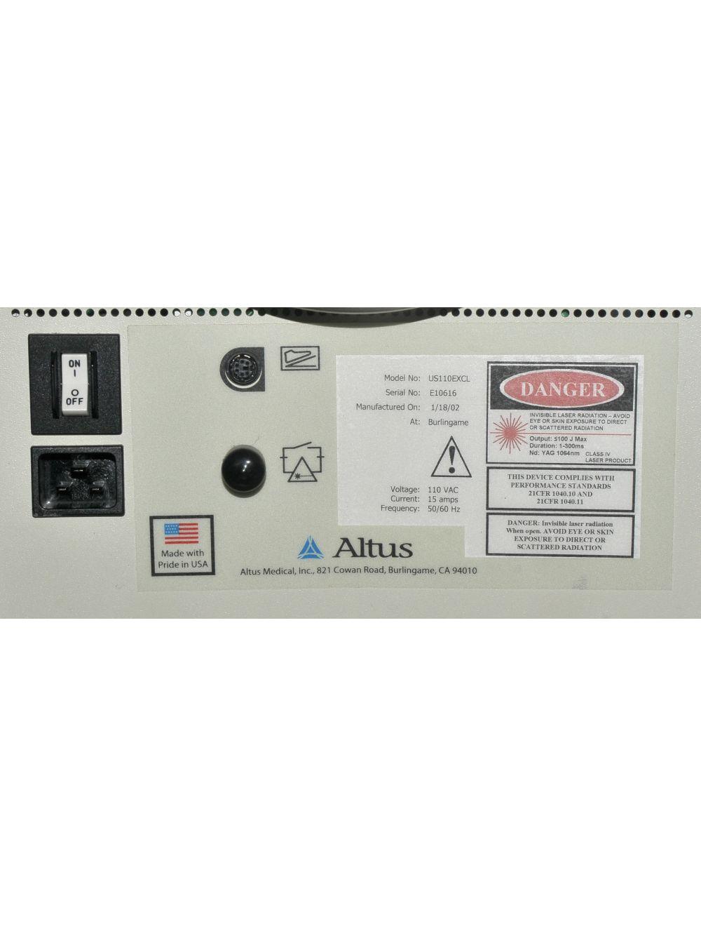 2002 Altus CoolGlide Excel US110EXCL Laser Hair Removal 1064 Nd YAG Cutera HR