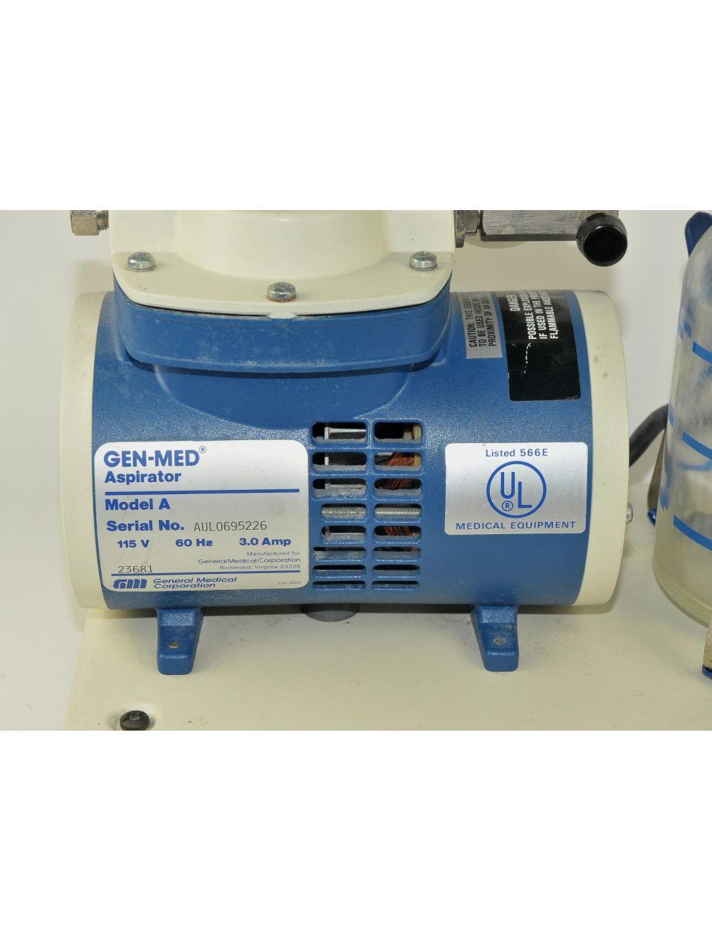 Gen-Med Aspirator Model A Portable Vacuum Suction Pump Collection w/3 Handpieces