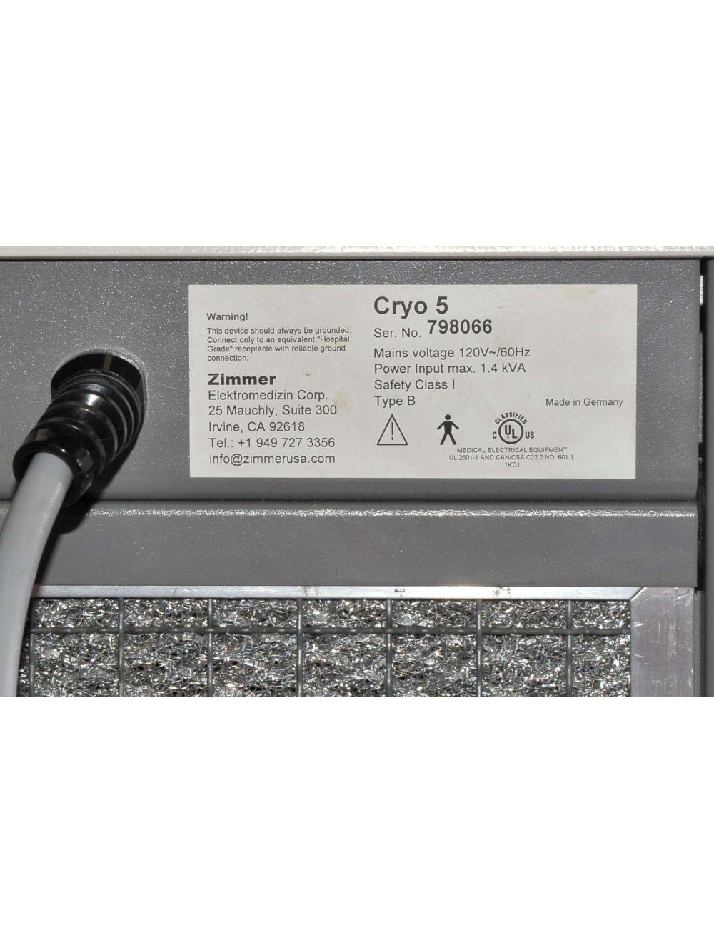 Zimmer Cryo5 CHILLER Skin Cooling Epidermal SmartCool Cryo 5 Laser Syner-Cool