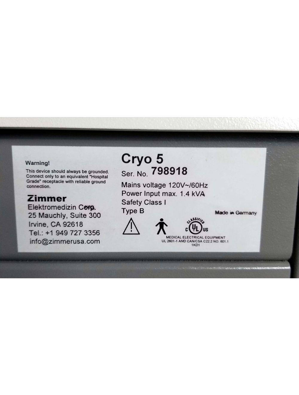 Cryo5 Zimmer CHILLER Skin Cooling Epidermal Syneron Syner-Cool Cryo 5 IPL Laser