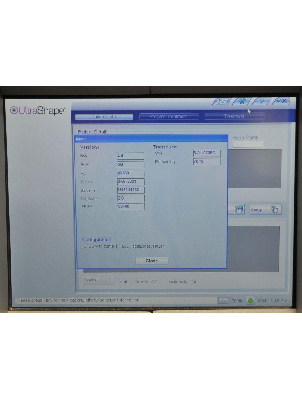 SYNERON 2015 UltraShape Ultrasound Body Contouring Laser Candela Ultra Shape