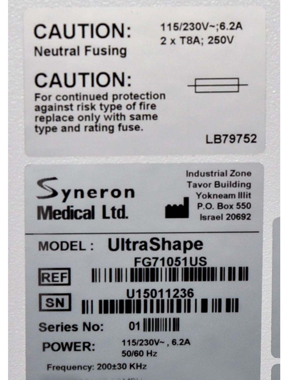 SYNERON 2015 UltraShape Ultrasound Body Contouring Laser Candela Ultra Shape