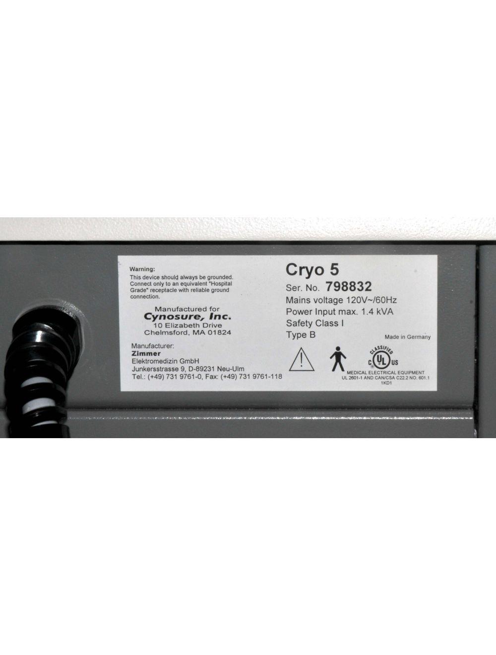 Zimmer Cryo5 Chiller Skin Cooling Epidermal Syneron Syner-Cool Cryo 5 IPL Laser