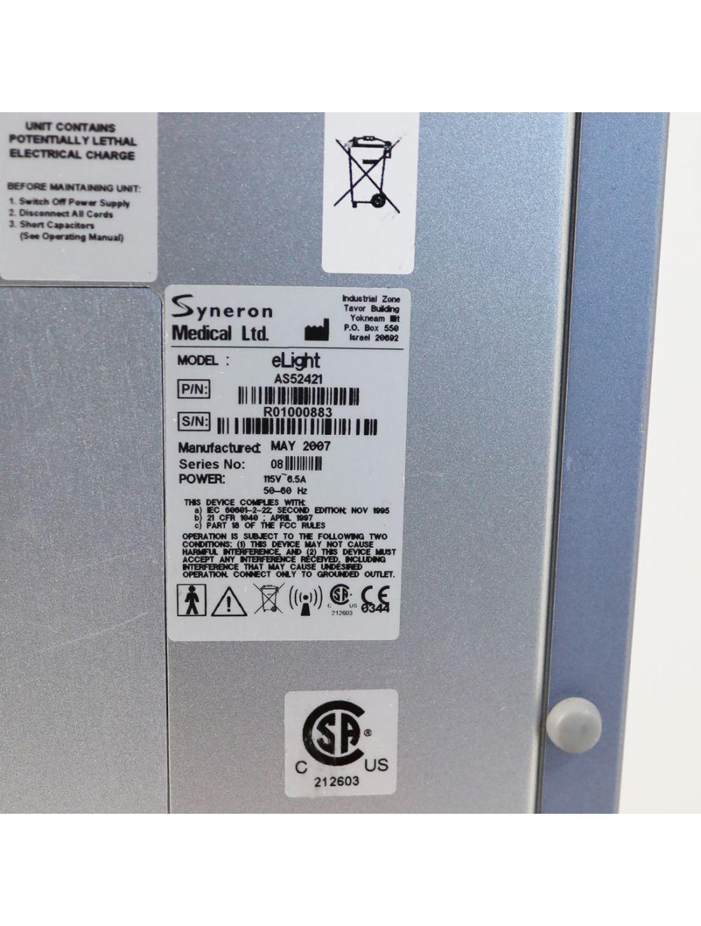 2007 Syneron eLight System w/ elos SR IPL Applicator