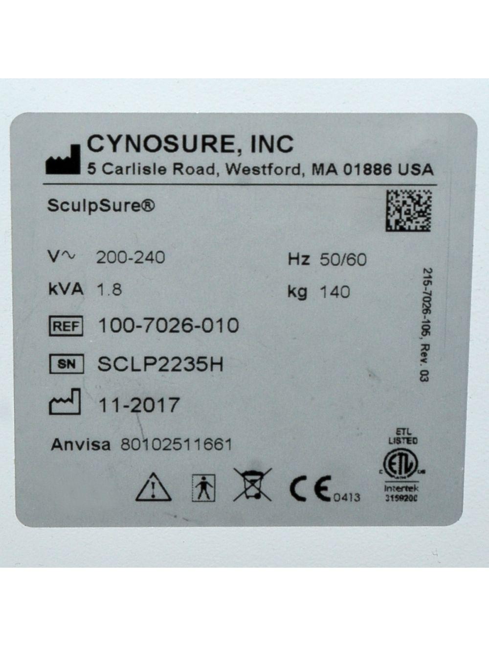 2017 Cynosure SculpSure Diode Laser 1060nm Body Sculpting Contouring System