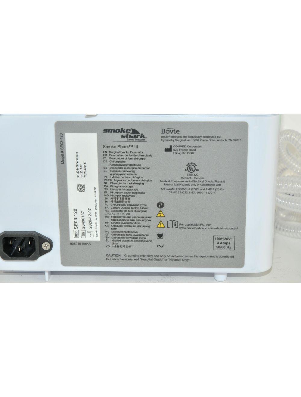 Bovie Smoke Shark III SE03-120 Surgical Smoke Evacuator w/Pencil Adapter 2020