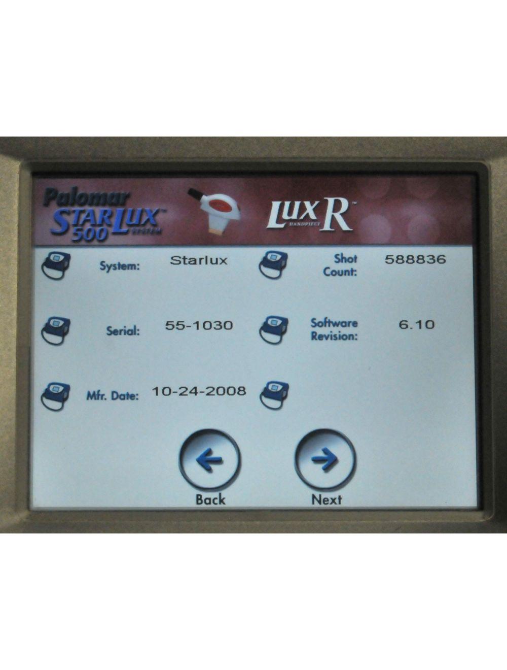 2010 Palomar StarLux 500 IPL Hair Removal Pigmented Lesions Laser LuxR LuxYs