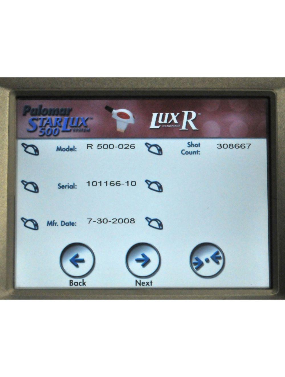 2010 Palomar StarLux 500 IPL Hair Removal Pigmented Lesions Laser LuxR LuxYs