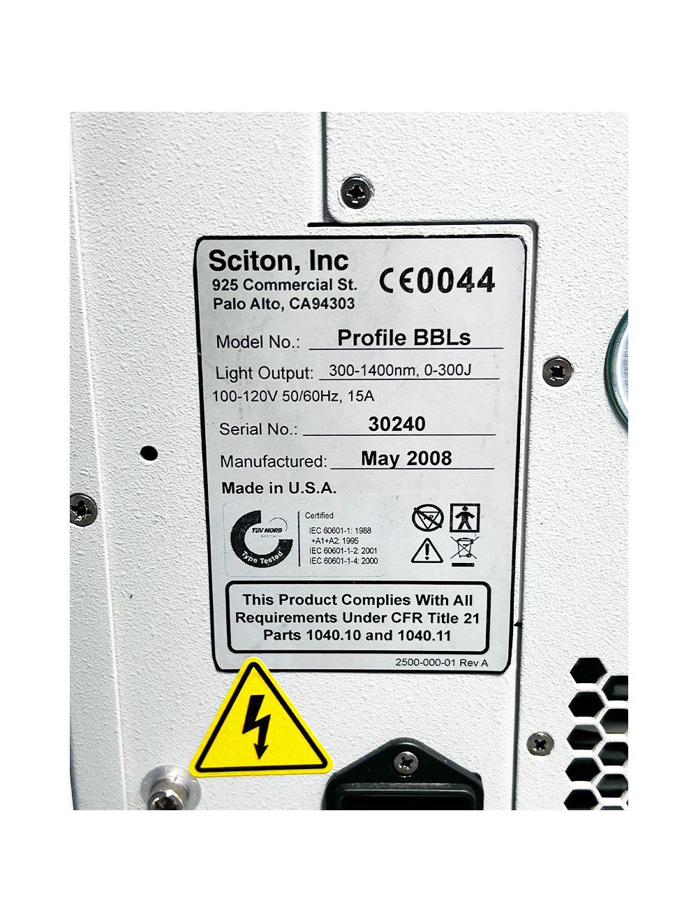 2008 Sciton BBLs Broad Band Light Pigment Vascular IPL BBL 515/560/640/695