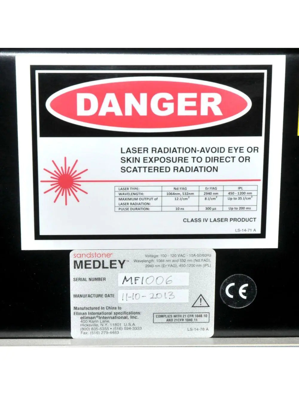 2013 Ellman Sandstone Medley Acne Vascular Lesion Skin Rejuvenation Laser System