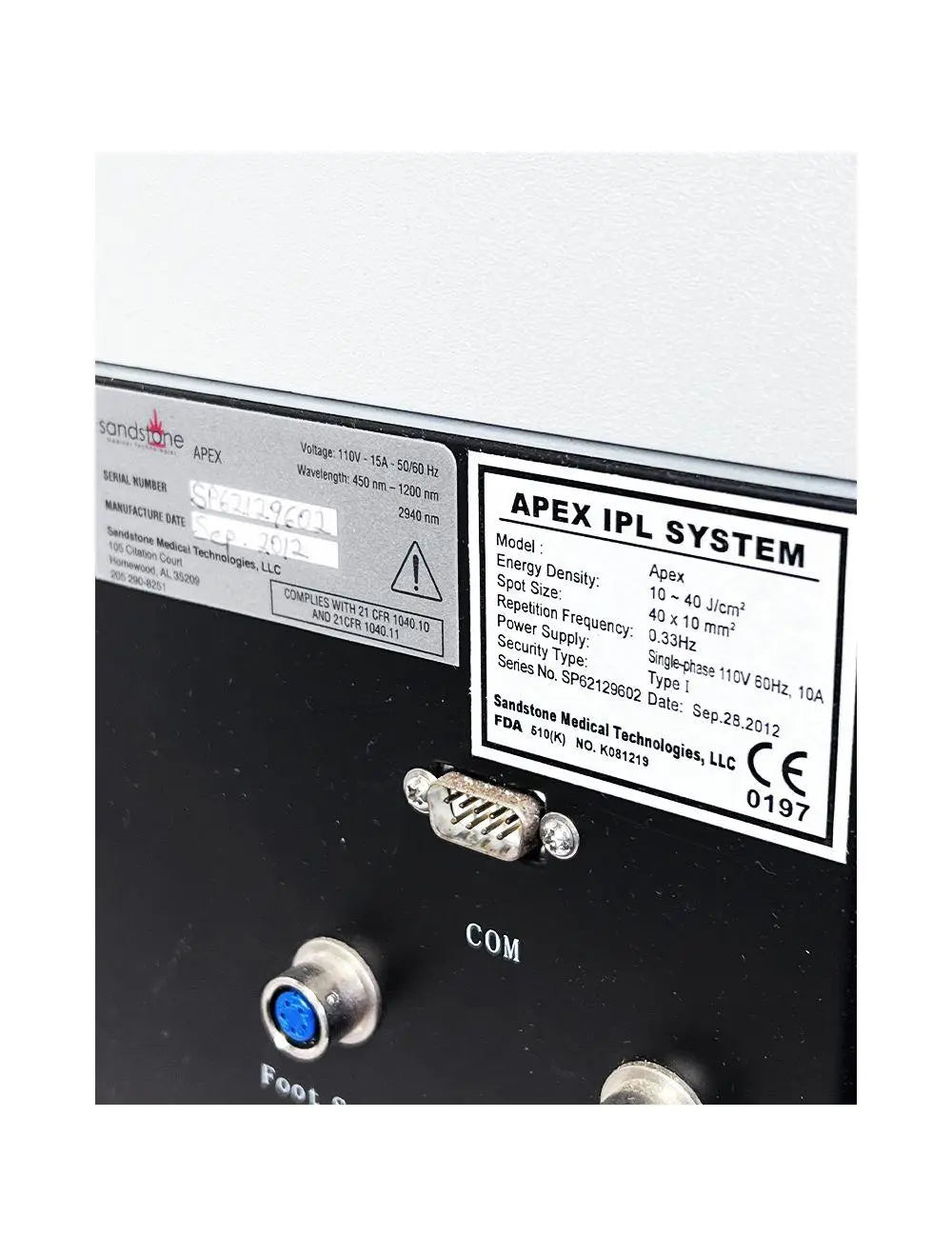 2012 Ellman Sandstone Apex HR VR Hair Acne Vascular IPL Laser System