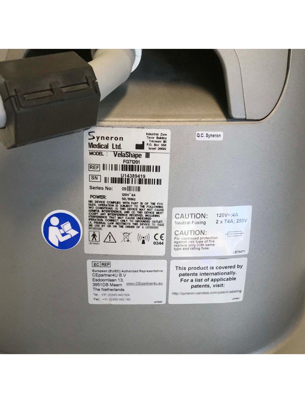 2015 Syneron VelaShape III 3 IR RF Body Contouring Laser w/ VSmooth & VContour