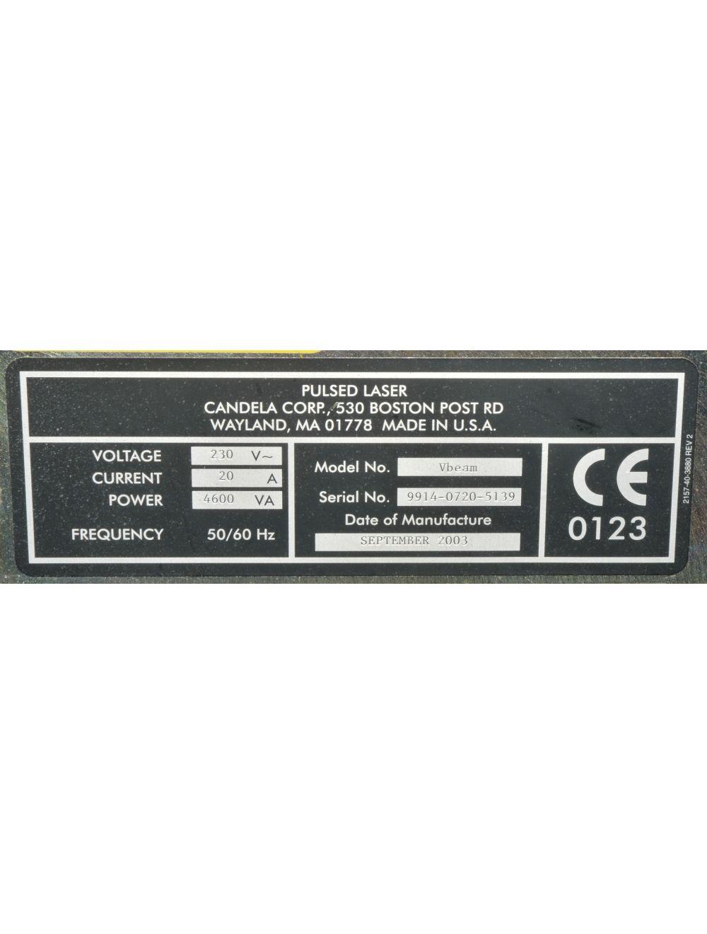 2003 Candela VBeam Wrinkles Scars Acne Stretch Marks Pulsed Dye Laser System
