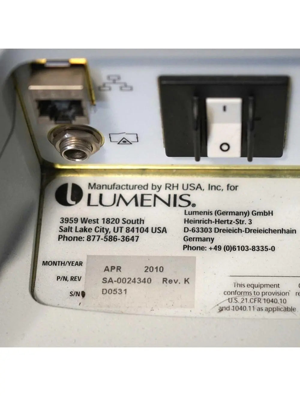 2010 Lumenis LightSheer Duet Laser ET HS 9x9mm 22x35mm Hair Removal Light Sheer Lumenis